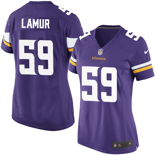 Women's Game Emmanuel Lamur Nike Jersey Purple Home - #59 NFL Minnesota Vikings